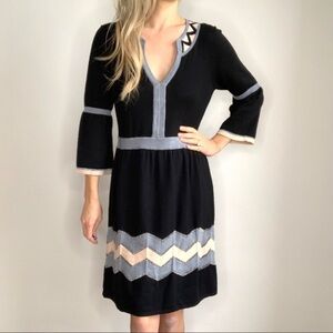 Milly Black Sweater Dress Grey Pink Chevron Dress
